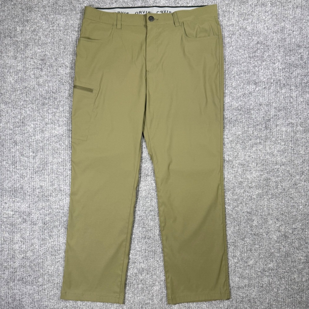 Orvis Mens 38x30 Performance Trek Tech Olive Green Water Repellent Hiking Pants - Picture 4 of 11